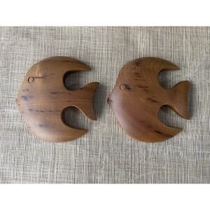 Vintage Signed Lot of Carved Myrtlewood Fish Wall Decor Ready to Hang 4.5”